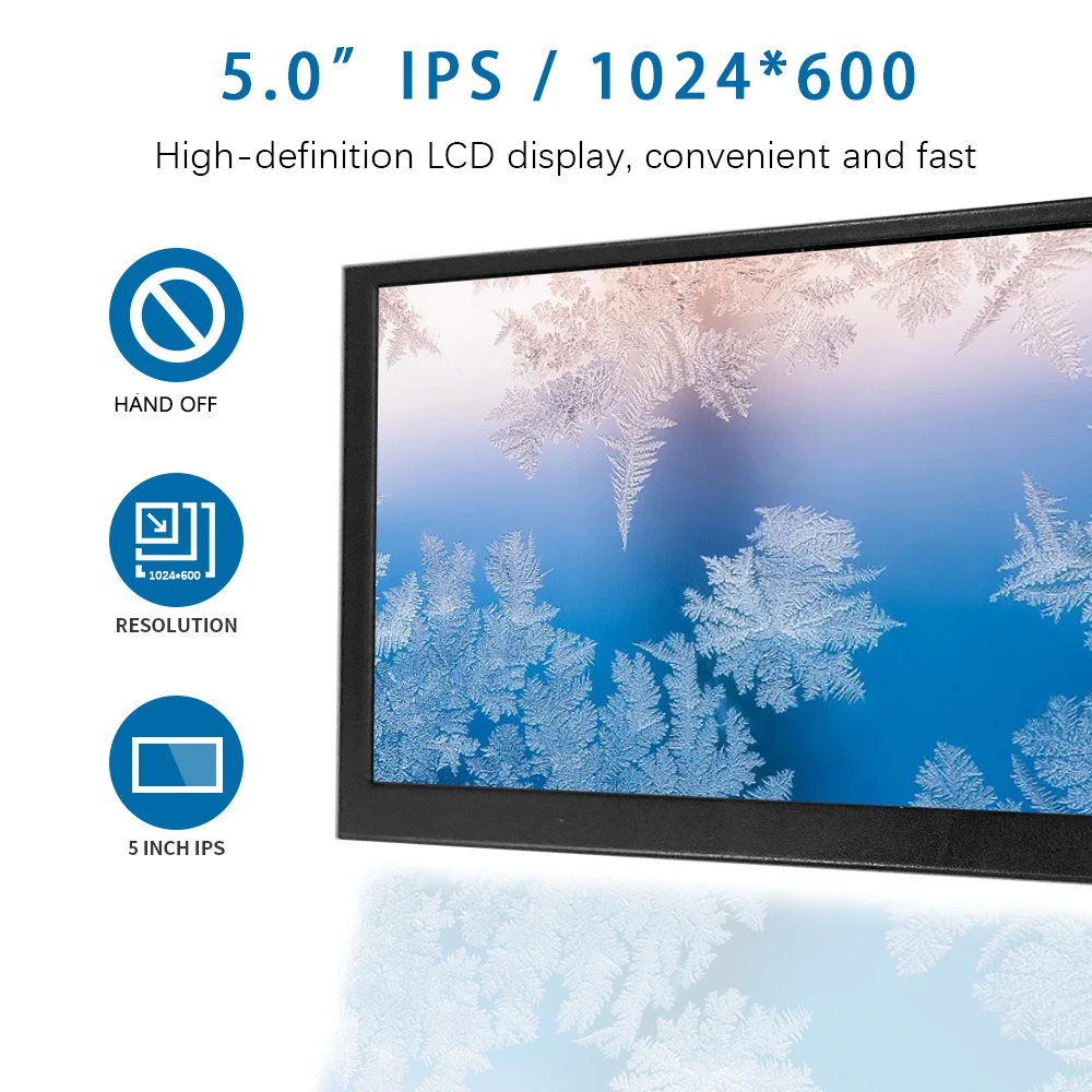 터치 패널 미포함 HD 모니터, 1024*600 고화소 100% sRGB 디스플레이 IPS 모듈, 미니 PC 노트북 RPI 3 4/5, EM513, 5 인치