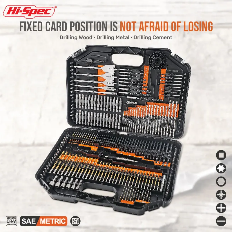 111pcs High Quality 1.5-10mm Titanium Coated Hss Twist Drill Bits Set And Case Plastic Wood Metal Drilling Tool Kit Box |
