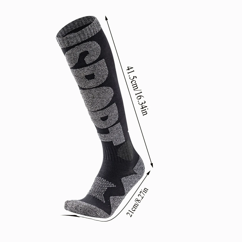 Winter Warm Ski Socks Thermal Anti-slip Knee High Snowboard Wool Socks Moisture-wicking Cold-proof Thickened Long Tube Socks