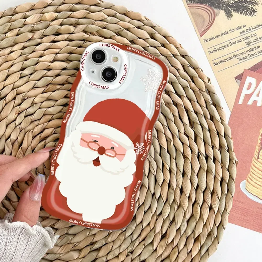 Merry Christmas Wave Transparent Silicone Phone Case - Soft and Stylish Protective Shell