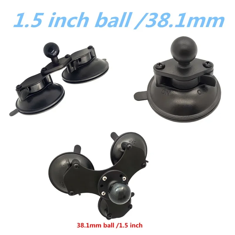 1.5 inch Ballhead Car Window Twist-Lock Triple Suction Cup Base with AMPS Hole Ball Mount for Gopro Phone Garmin