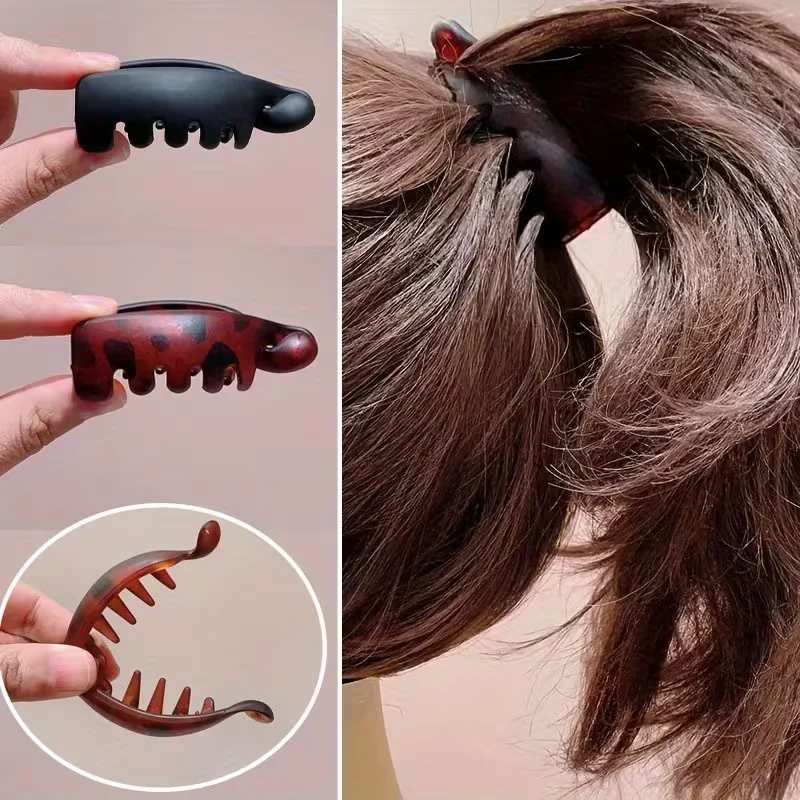 1 Stück/4 Stück, einzelne, rutschfeste Haarspange in Bananenform für Damen – rund, geeignet zum Fixieren von Pferdeschwänzen, Duttfrisuren und lockigen Frisuren.