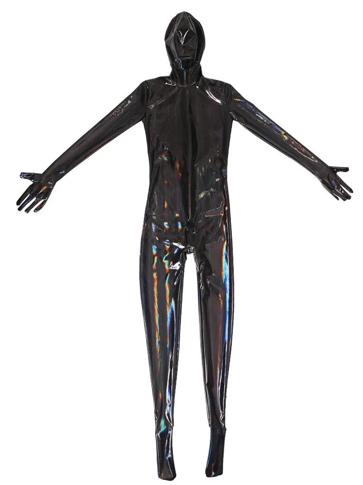 Cosplay Costume Latex Lingerie Sexy Fetish Wear Sexy Oil Shiny Full Bodysuit Latex Elasitc Sexy Tight Zipper Open Crotch Cosplay Leotard U Convex Pouch Jumpsuit Plus Size