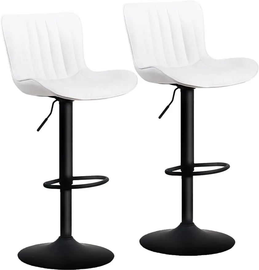 

Kidol & Shellder Bar Stools Set of 2 Modern Barstools Adjustable Swivel Faux Leather Bar Chairs with High Back White