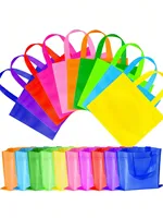 6pcs-Cross-Border Candy Bags Colorful Laminating Heat-Pressed Non-Woven Fabric Handbags Non-woven Fabric Gift Bags With Handle F 1