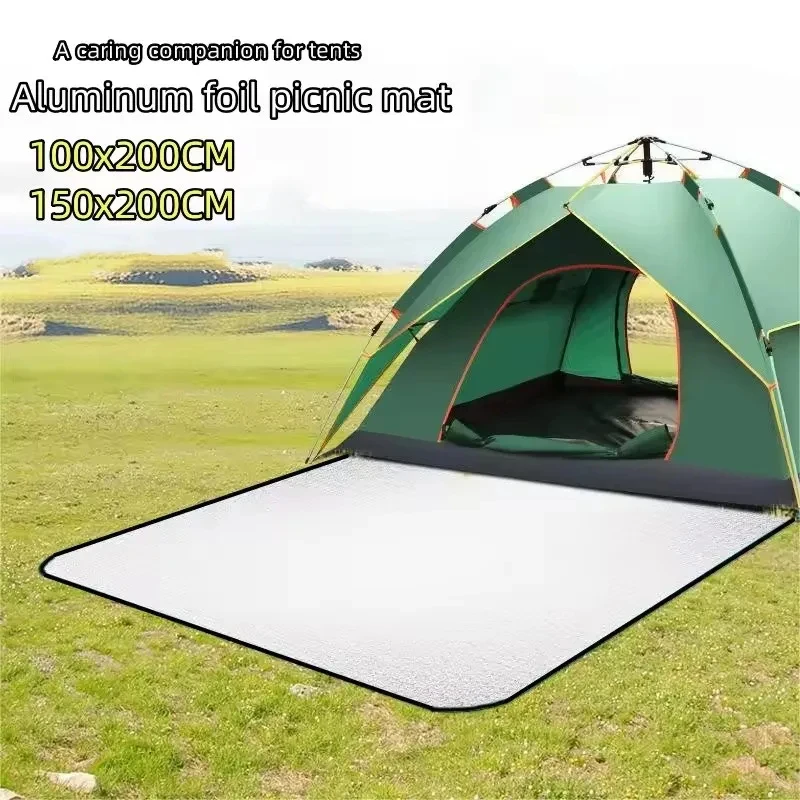 Double-Sided Aluminum Waterproof Picnic Mat - Moisture-Proof Outdoor Camping & Beach Mat with Portable Carry Bag (Lightweight)