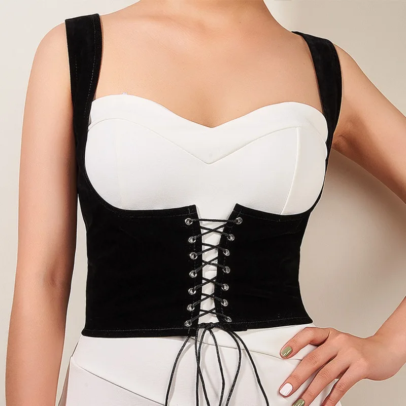

Women's Lace Up Corset Bustier Sexy Underbust Corsets Tops Spaghetti Strap Cami Crop Top Bralette Slimming Shaper Waist Belt