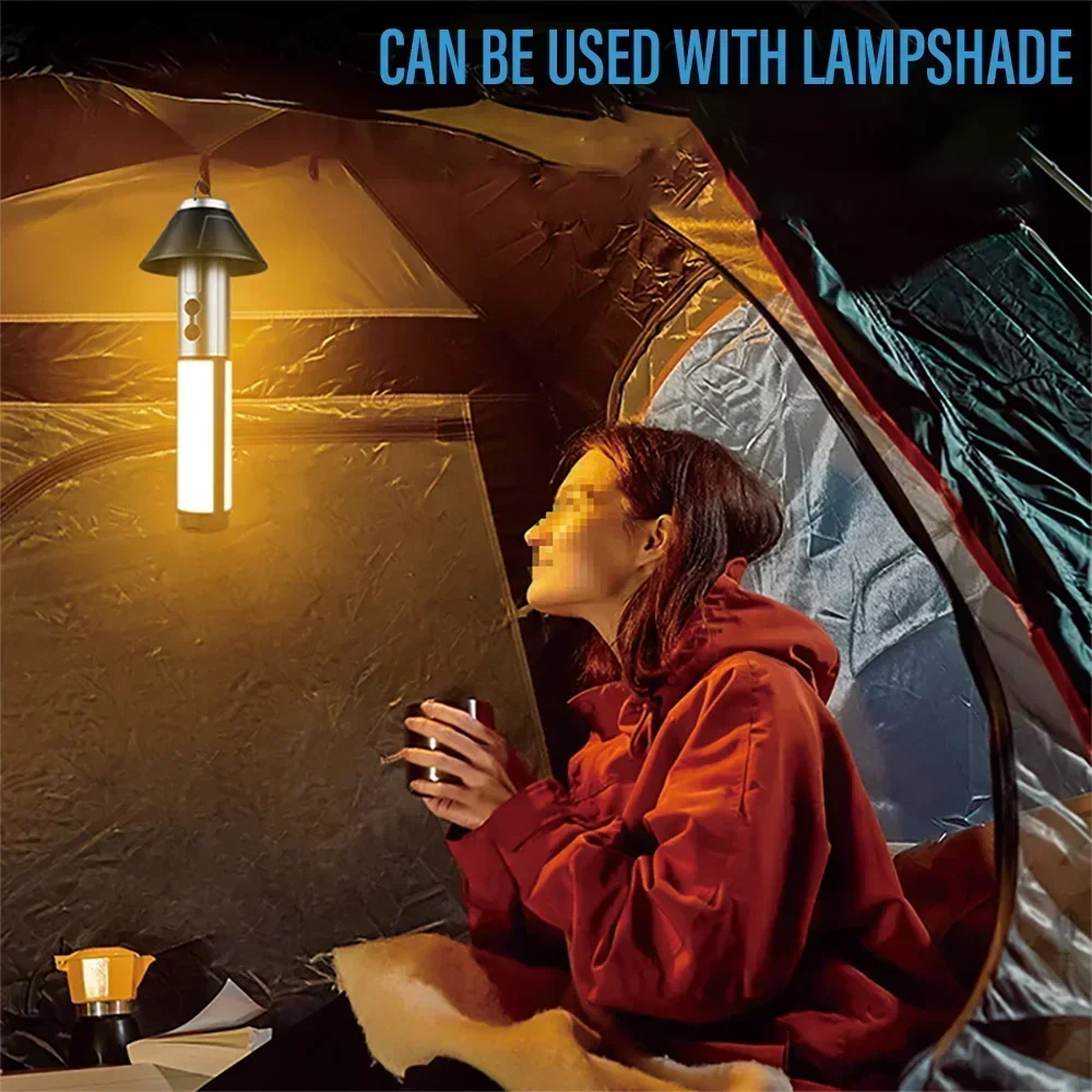 Camping Light Folding Portable Flashlight Telescopic Lantern USB Rechargeable Camping Lantern Outdoor Tent Lamp with Stand Base