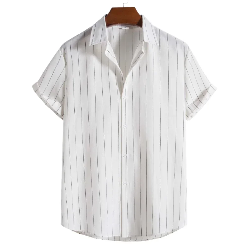 

Camisas Para Hombre 2022 новая стильная мужская модная повседневная трендовая Мужская рубашка в широкую полоску с коротким рукавом мужская одежда
