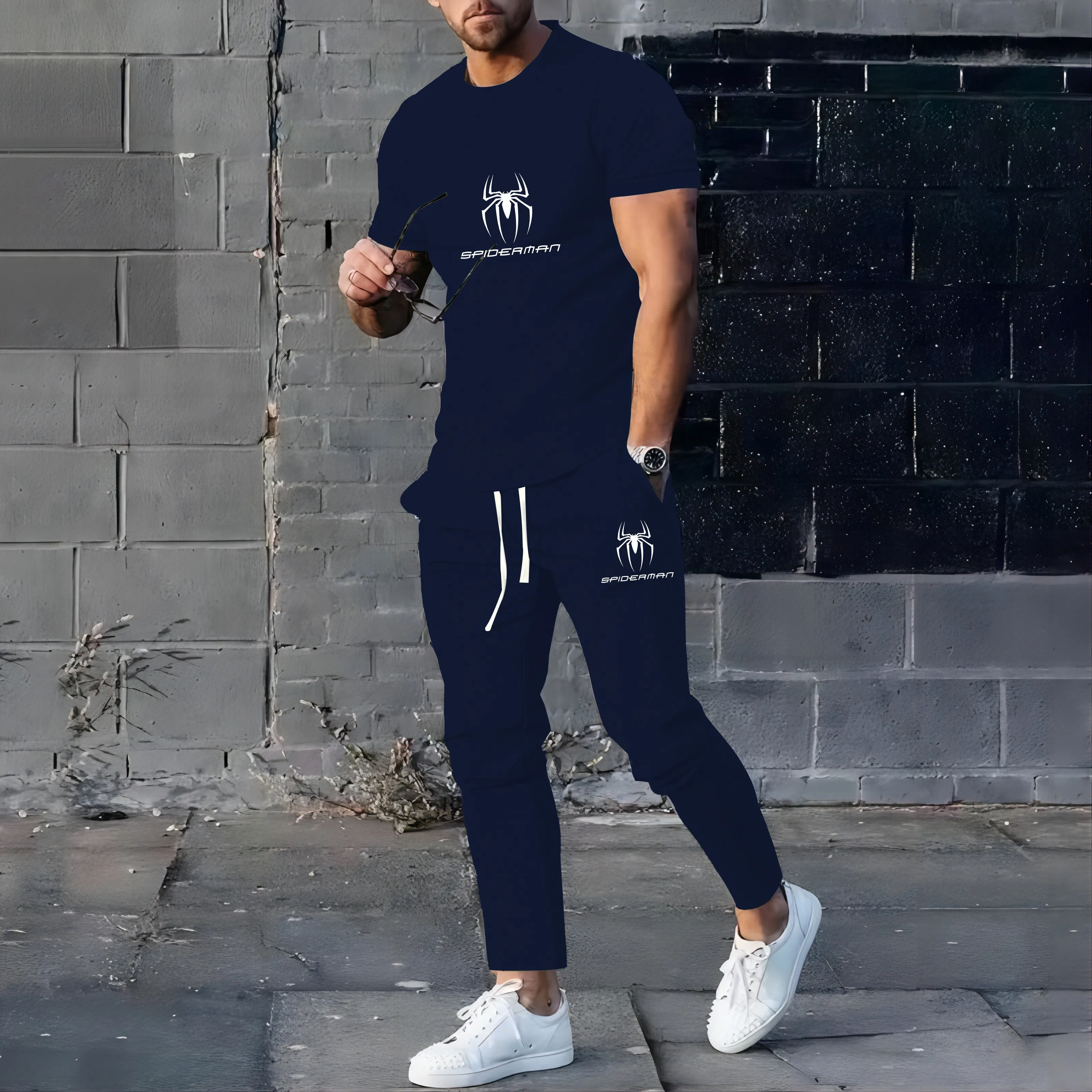2024 Hot Selling New Summer Men's Suit Casual Pants Suit 3D Printed Clothes Round Neck T-Shirt Men's Short Sleeve 2-Piece Set 2