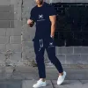 2024 Hot Selling New Summer Men's Suit Casual Pants Suit 3D Printed Clothes Round Neck T-Shirt Men's Short Sleeve 2-Piece Set 2