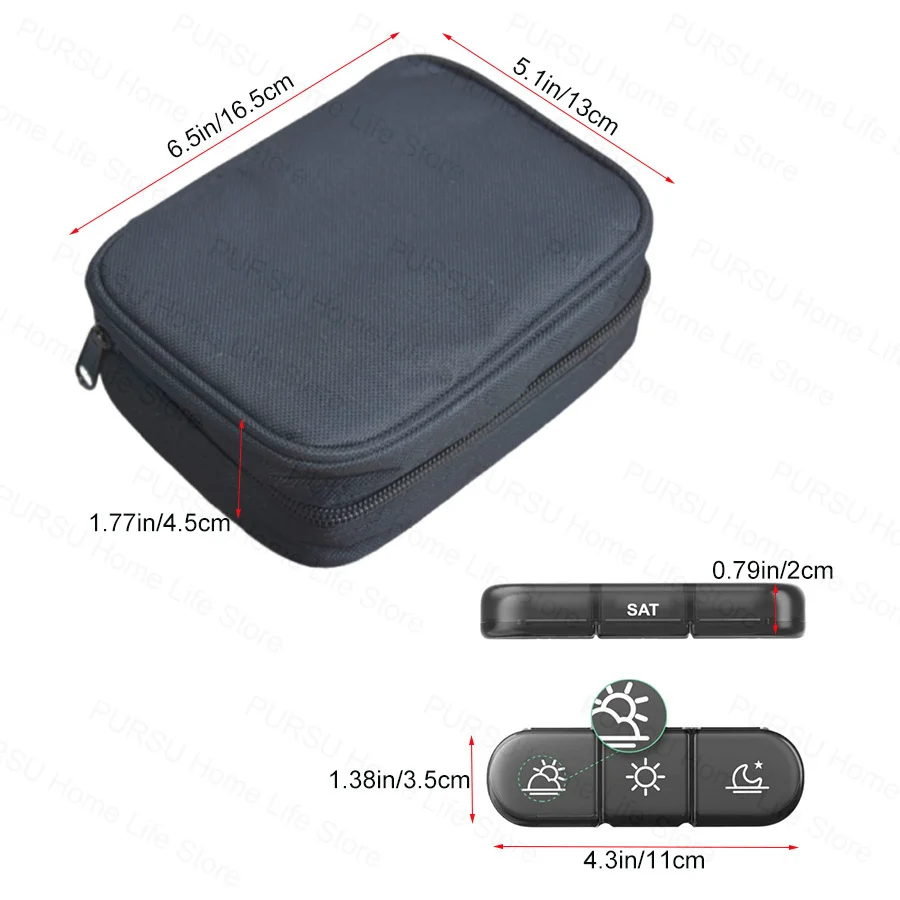 Compact Travel Pill Organizer for Weekly Medication and Vitamin Management