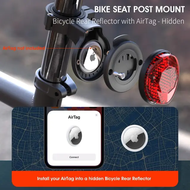 Air Tag Watch Airtag Bike Mount, Hidden Bicycle Seatpost Mount