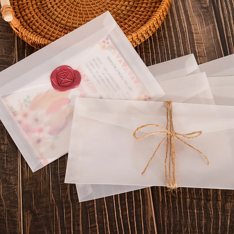 50pcs Sulfuric Acid Paper Envelopes Wedding Invitation Western Style Translucent Envelope Business Storage Bag Envelopes