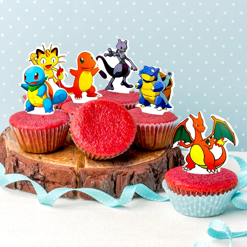 Pokemon Cake Decoration Pikachu Cupcake Toppers compleanno decorazione Pokeball Picks Kids Boy Party Decorations Baby Shower Favors