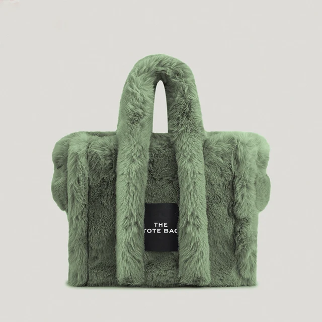 Soft Faux Fur Tote Bag for Women 2022 Winter Soft Furry Plush Crossbody  Bags Designer Chain Top-handle Handbags Letter Purses