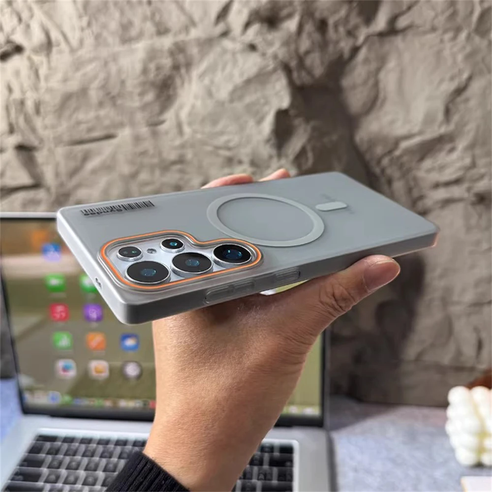 Luxury Matte Translucent Magnetic Wireless Charging Case with Barcode Hard Cover