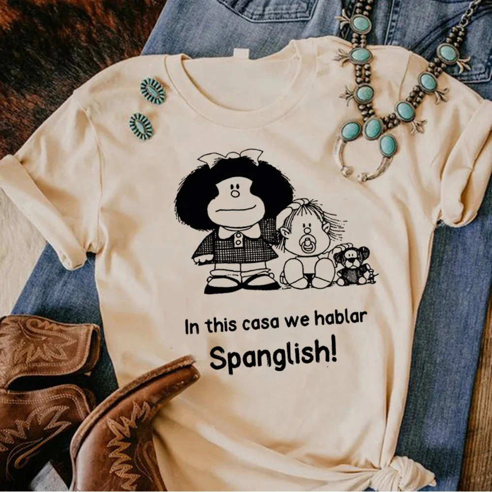 

Футболка Mafalda женская, забавный комикс, одежда в стиле Харадзюку, y2k, 2000s, на лето