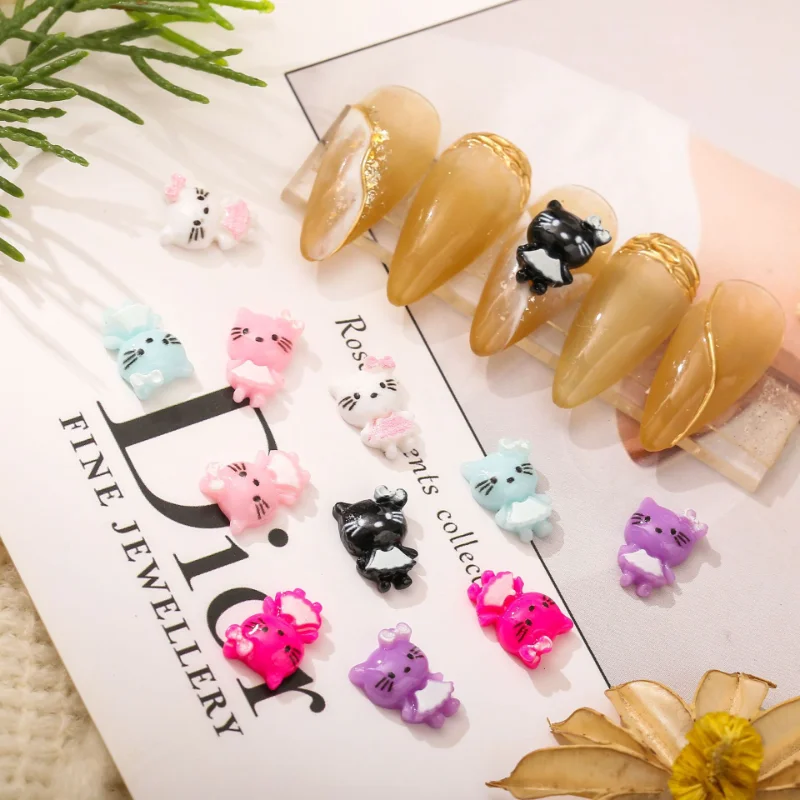 

20Pcs DIY Mini Hello Kitty Nail Art Accessories Sanrio Designs Nail Rhinestones 3D Decals Manicure 6 Colors Kawaii Nail Charms