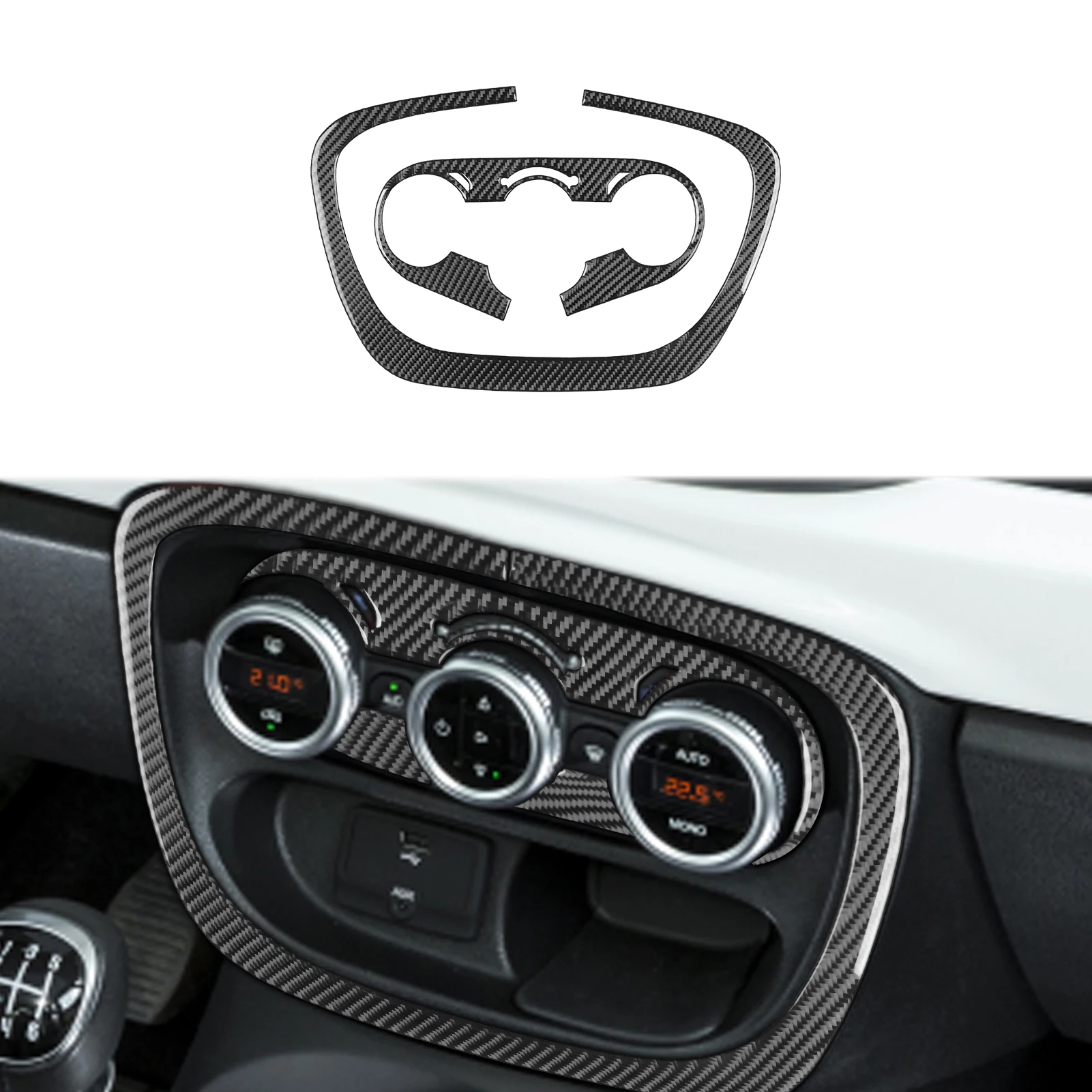 Per Fiat 500L 2014-2017 In Fibra Di Carbonio Interni Console Centrale Portabicchieri Da Pavimento Radiocomando Cambio Pannello Di Copertura Trim