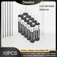 10PCS 3.6V ER14505 14505 Lithium Battery for PLC CNC Machine Tools Alarm Clock Gas Meter Touch Screen Li-Ion Batteria with Pins 1