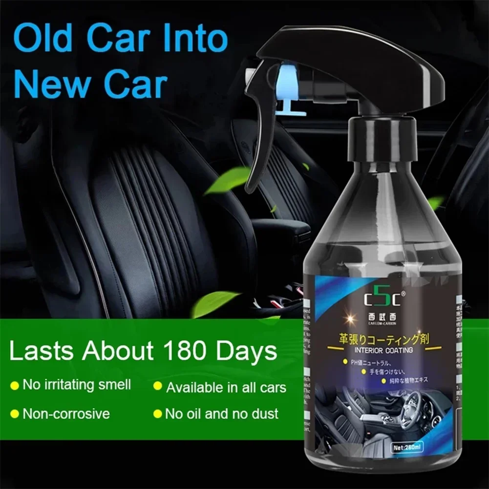 Car Plastic Restore Agent Leather Repair Kit Auto Interior Parts Coating 260ml Renovation Restorer Accessories