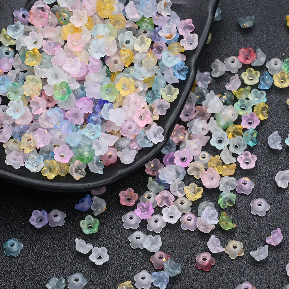 500 Stück Acryl-Maiglöckchen-Perlen Bunte Blumen-Abstandhalterperlen für DIY Schmuckherstellung Armband Halskette Perlen-Zubehör – Detail 9