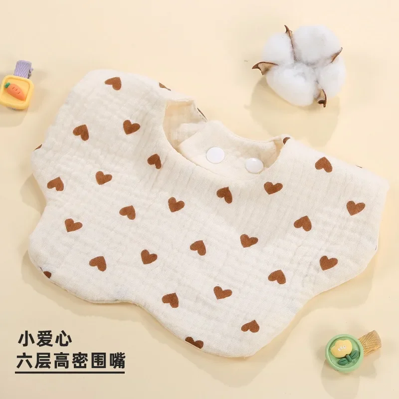 Cotton crepe baby spit towel Baby eating anti-vomiting milk square Newborn 6-layer swivel petal bib