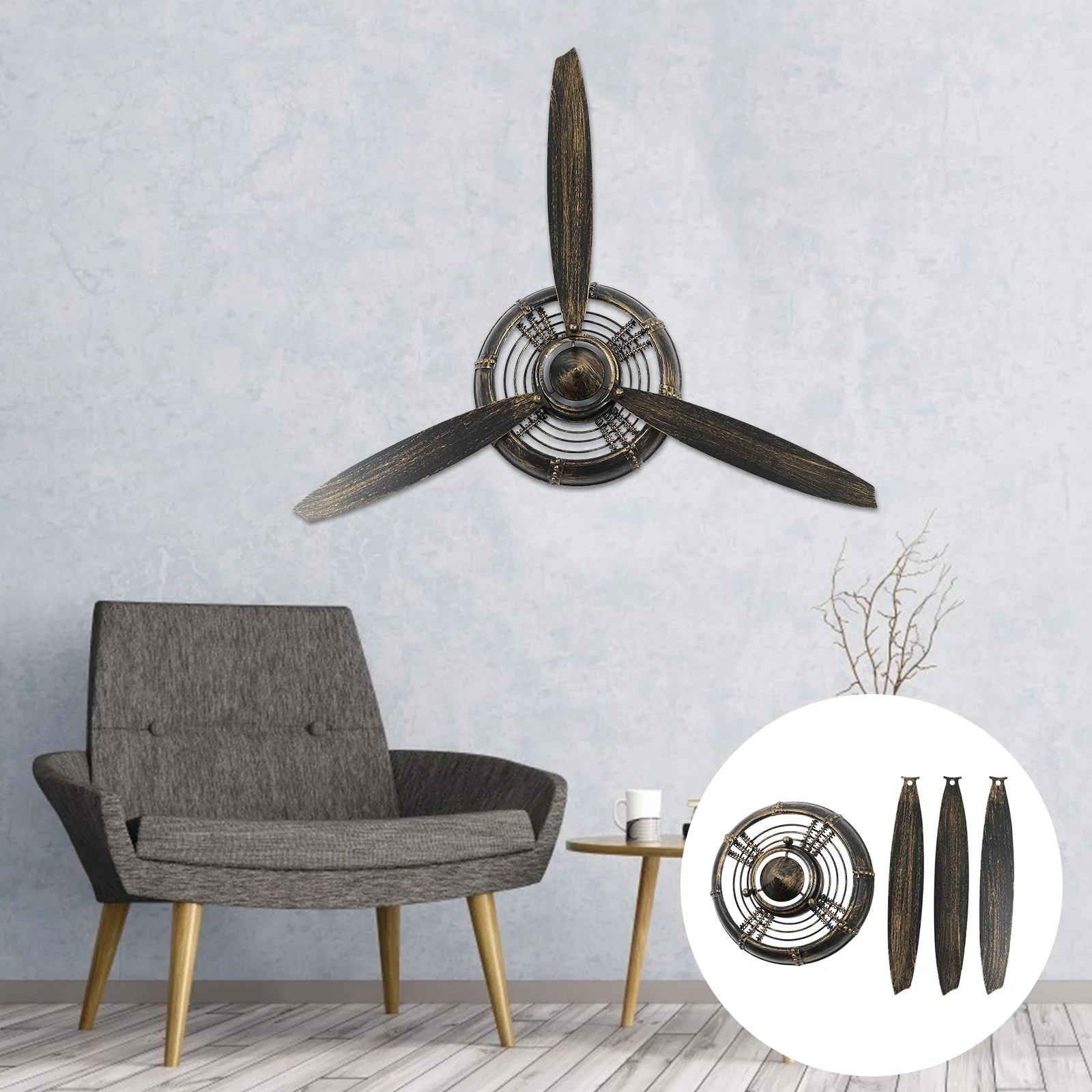 

Retro Industrial Style Aircraft Propeller Wrought Iron Art Wall Hanging Ornaments Bar Internet Cafe Decoration