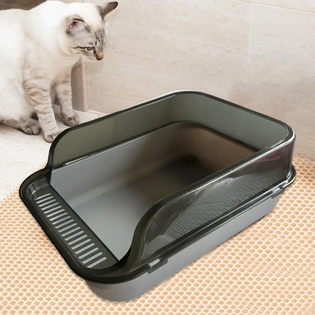 Cat Litter Box Kitty Litter Pan Anti Splashing Cats Potty Toilet with High Side Semi Closed Pet Tray Cats Pan