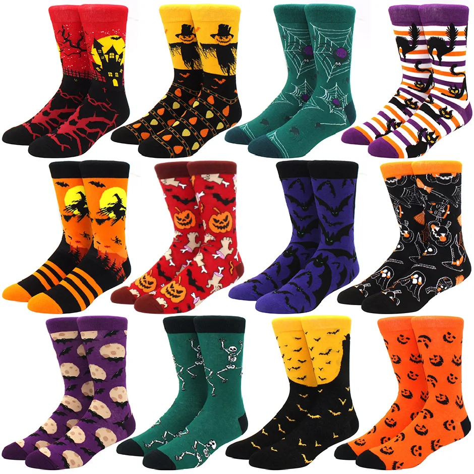 New-Fall-Winter-Halloween-Men-Socks-Funny-Skull-Alien-Pumpkin-Monster ...