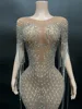 Transparent Long Diamond Dark Brown Party Dress Birthday Luxury Costume Fancy Brilliant Dancer Wedding Dress Impressive Dress 6