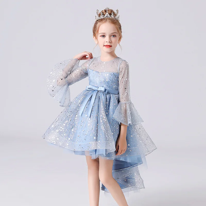 

Flower Girl Dresses for Weddings Princess Ball Gown Elegant Sweep Train Luxurious Children's Dresses for Eid Communion Dress