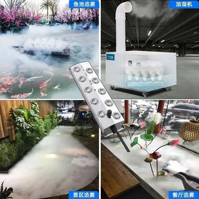 Ultrasonic Mist Maker Fogger Fountain Pond Atomizer Air Humidifier Greenhouse For Hydroponics Sprayer DC48V 2/3/4/6/8/10/12 Head 3