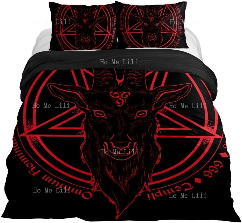 

Anna Copper Baphomet Goat Head Printed Bedding 3 Pieces Duvet Set Zipper Cover Comforter