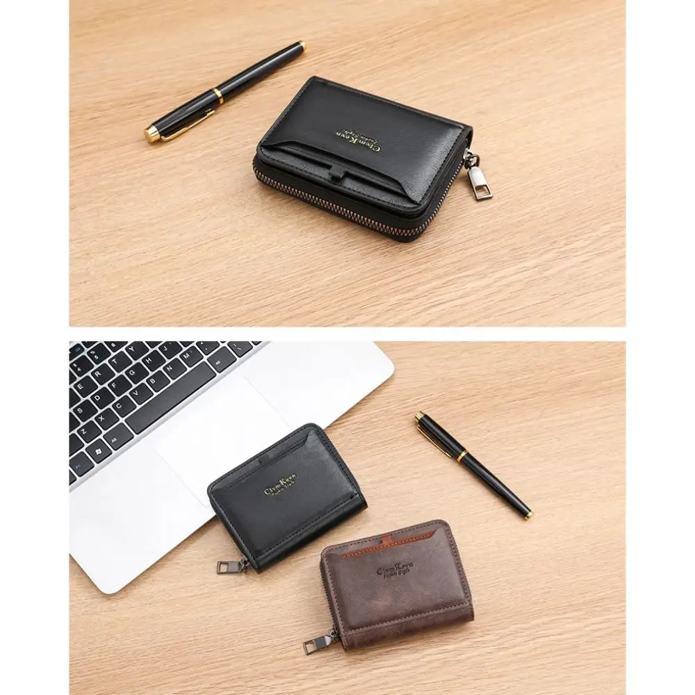 Luxury Designer Men's Wallets PU Leather Multiple Slot Credit Card Holder Handbag for Men Short Wallet Zipper Coin Purse