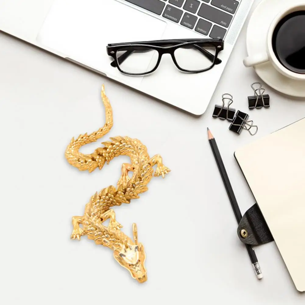 

Скульптура дракона Статуэтка золотого китайского дракона с подвижными суставами миниатюрная 3d-скульптура модели ретро орнамент для автомобиля