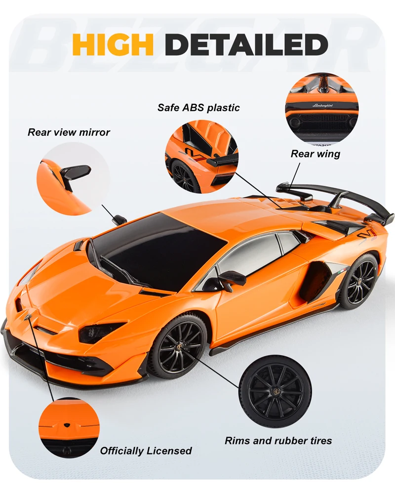 Orange Lamborghini Aventador Radio Remote Official Rc Car Scale 1:10 
