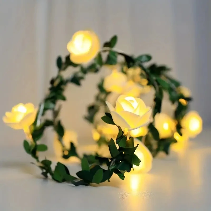 1PC 10 LED 장미 꽃 문자열 조명 배터리 구동 꽃 장미 밤 램프 결혼식 발렌타인 데이 파티 갈 랜드 장식