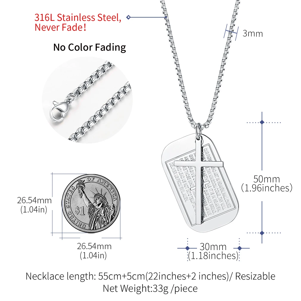 Christian Cross Prayer Necklace Jewelry