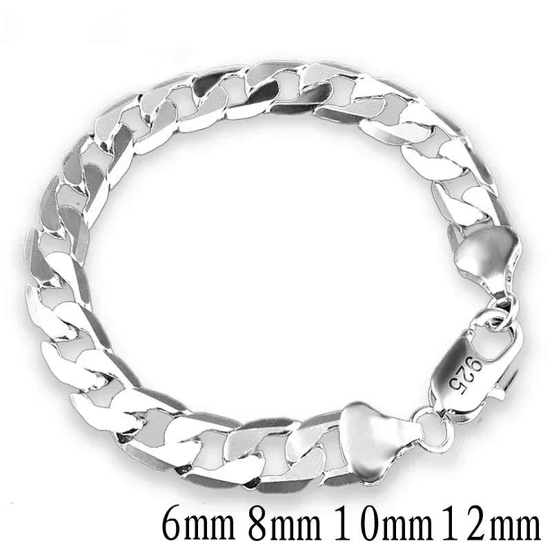 

Zhubobo 925 Sterling silver Bracelet Sideways Silver Bracelet 6MM8MM10MM Bracelet Men & Women Jewelry