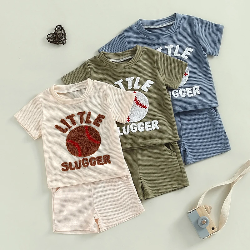 

Летняя одежда для маленьких мальчиков 2024-03-26 lioraitiin, комплект с короткими рукавами, футболка с вышивкой и бейсбольными буквами и шорты, наряд