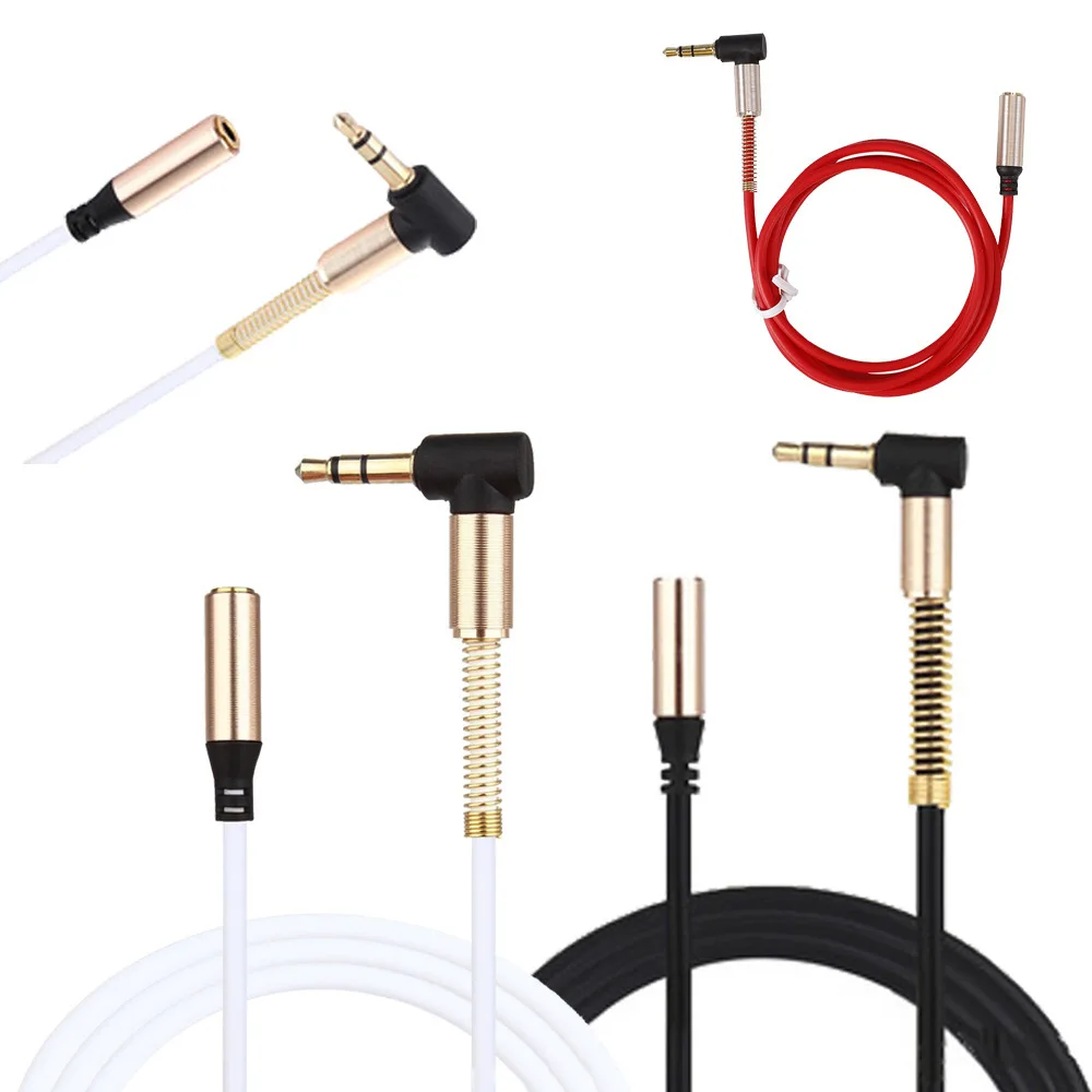 

10-100pcs TPE Elbow Audio Cable Spring 3.5mm Male To Female Aux Car Phone Speaker Connecting Cable