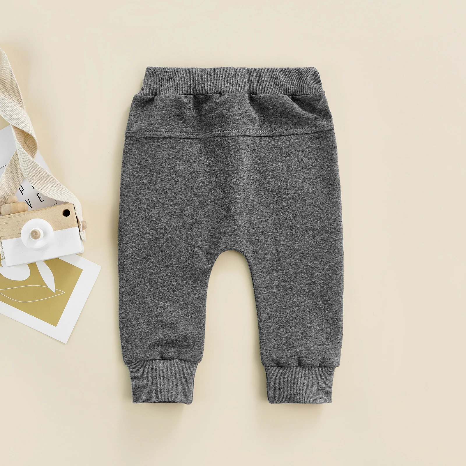 Newborn Boys Girls Casual Trousers Elastic Waist Adjustable Drawstring Plain Leisure Style Loose Fit Long Pants Sweatpants baby trousers cotton pants