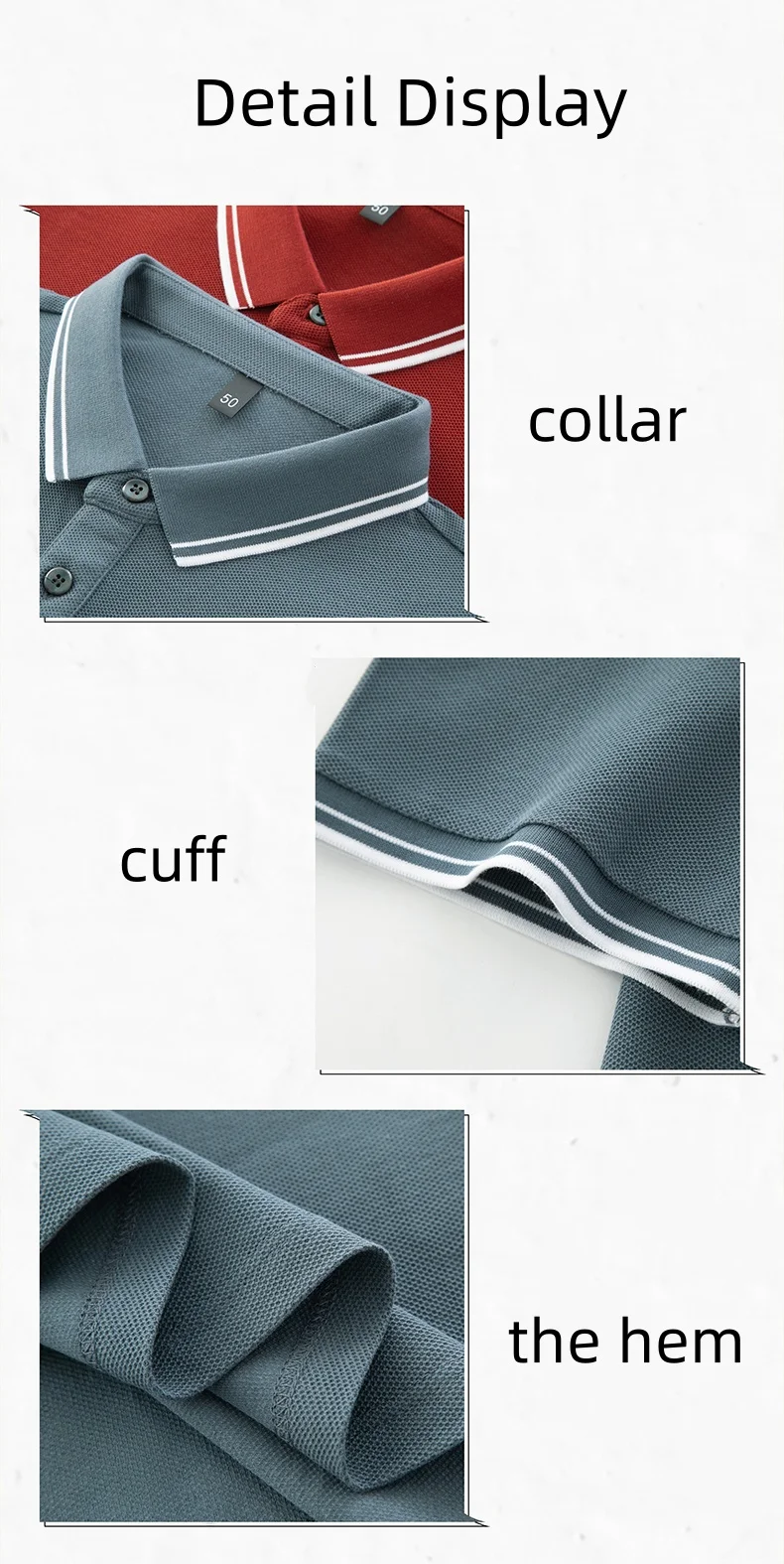 Letter print men’s polo shirt with lapel collar