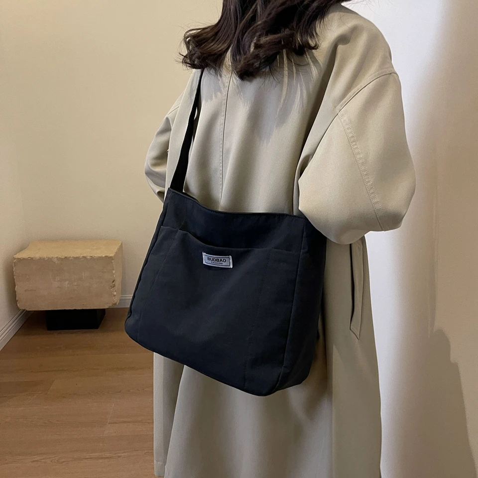 New Canvas Shoulder Bag High Quality Fashion Women's Business Travel Student Korean Edition Simple Commuting Zipper Underarm Bag