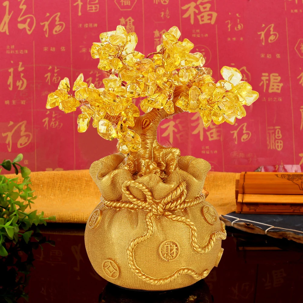 

Gold Fortune Tree Decoration Tabletop Resin Craft Ornament Home Wine Cabinet Living Room Hallway New Year Festival Decoration