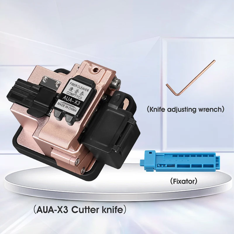 FTTH Fiber Optic Cold Splicing Kit Set Three-Port Nomiller Pliers AUA-X3 Cutting Knife Red Light Pen Optical Power Meter