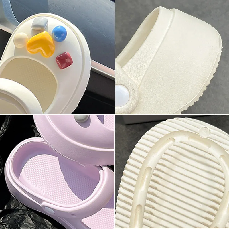 Summer Women Slippers Fashion Thick Bottom Hole Shoes EVA Slippers Anti Slip Baotou Slippers Outdoor Beach Sandals Slippers 2