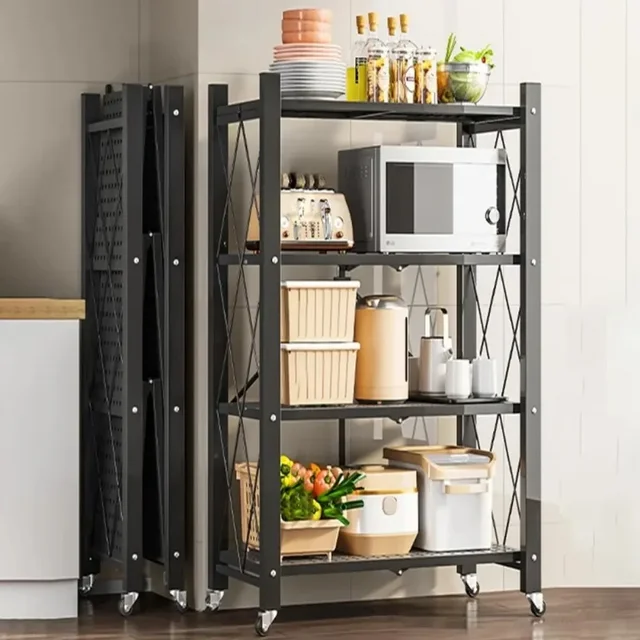 Étagère Métallique Pliable Multi-Usages – Rangement sans Montage pour Cuisine, Salon ou Bureau 4